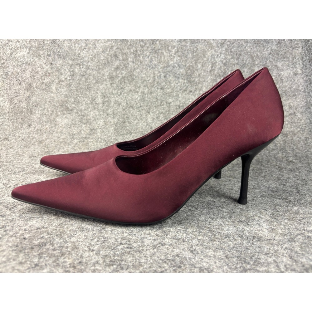 Jeffrey Campbell Pumps Women 9.5 Burgundy Satin Pointed Toe Stiletto Heels